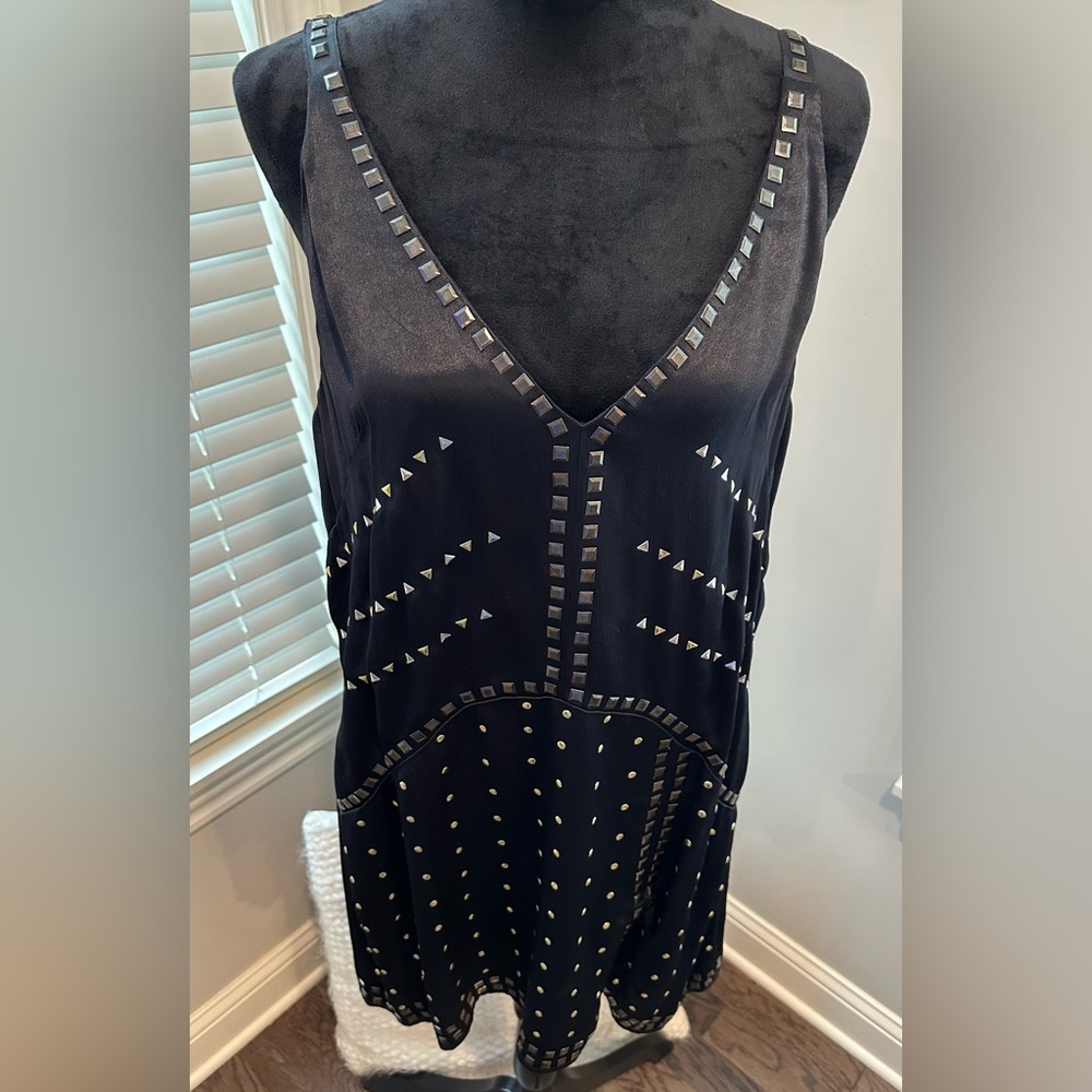 ✨NWT✨ Anthropologie Embellished Deep V Mini Dress Size M - Picture 4 of 16